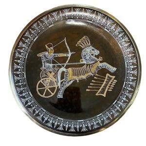 Vintage Brass Copper Egyptian Decorative Wall Hanging Plate Collectible